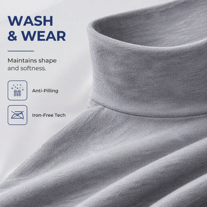 Men's Ultra-Soft, Stretchy, Slim-Fit Long-Sleeve T-Shirt with a High Neck