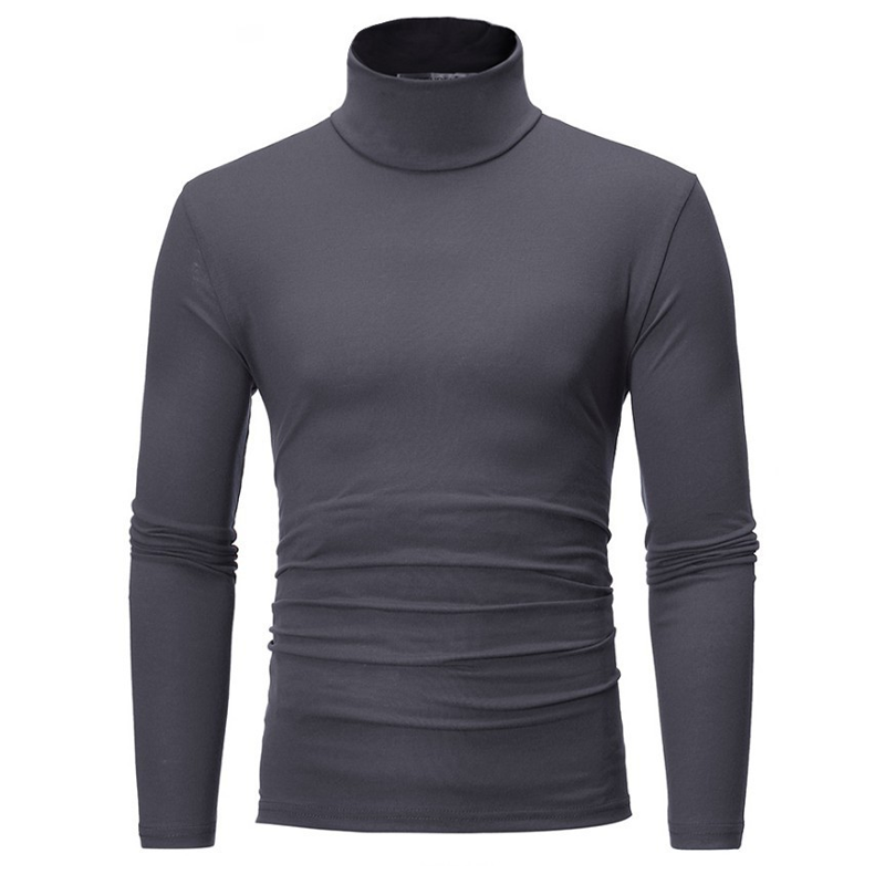 Men's Ultra-Soft, Stretchy, Slim-Fit Long-Sleeve T-Shirt with a High Neck
