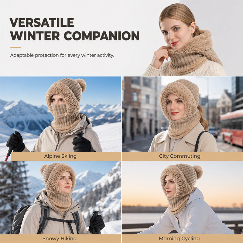 ❄️Women's Winter One-Piece Knitted Beanie Scarf Mask