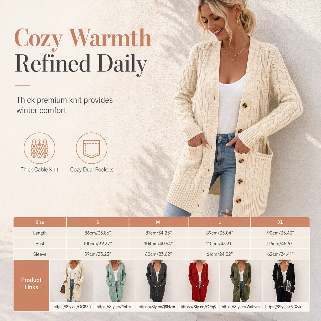 ✨Women's Long Single-Breasted Knit Cardigan