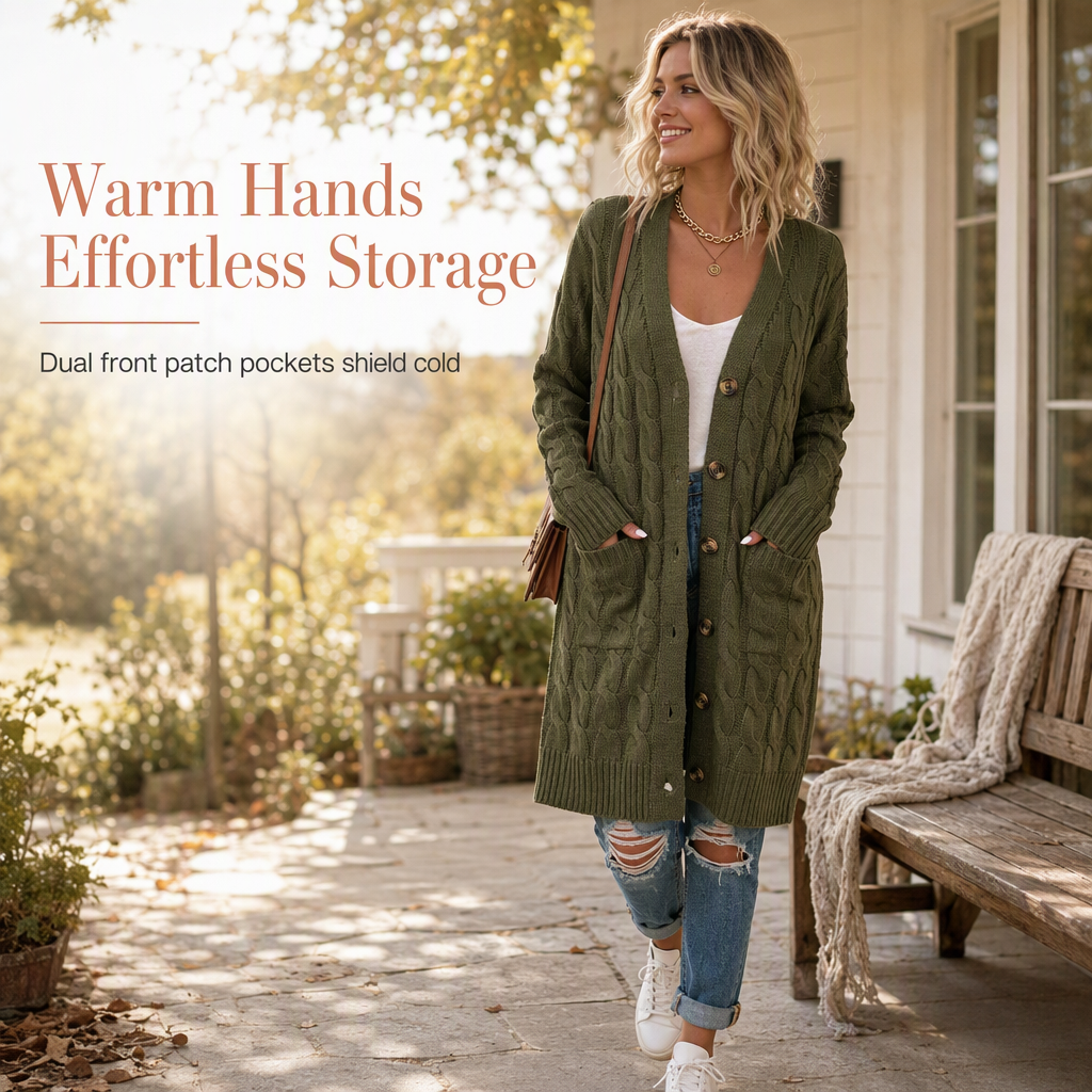 ✨Women's Long Single-Breasted Knit Cardigan