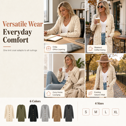 ✨Women's Long Single-Breasted Knit Cardigan