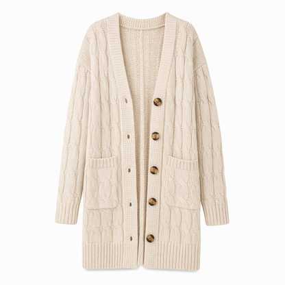 ✨Women's Long Single-Breasted Knit Cardigan