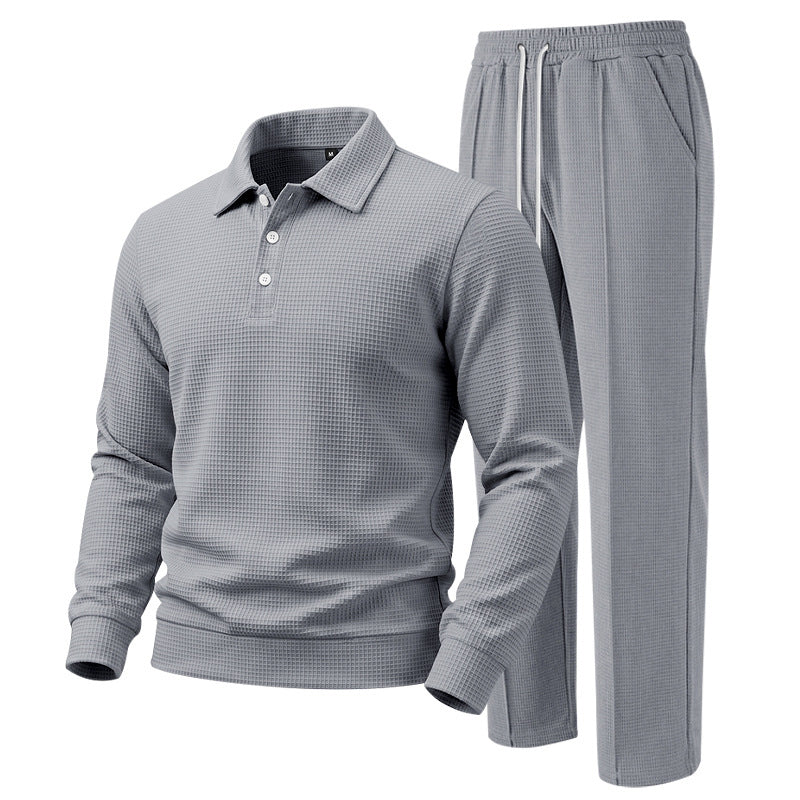 Men's Casual Waffle Knit Top and Pants Set