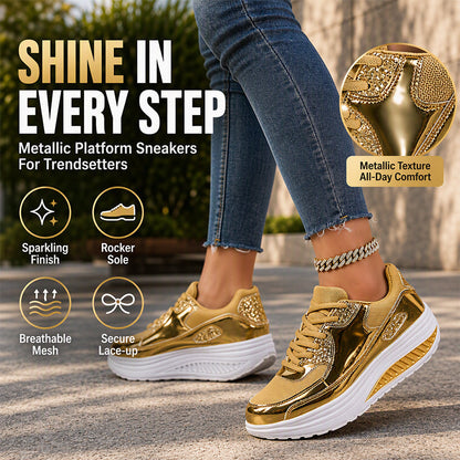 👟Women's Shiny Platform Rocker Sole Sneakers✨