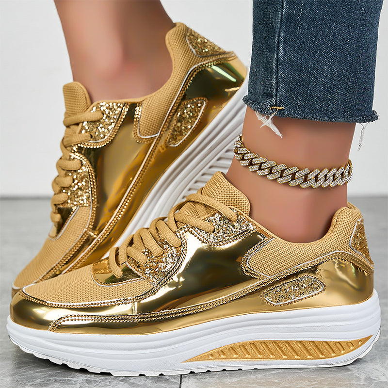 👟Women's Shiny Platform Rocker Sole Sneakers✨