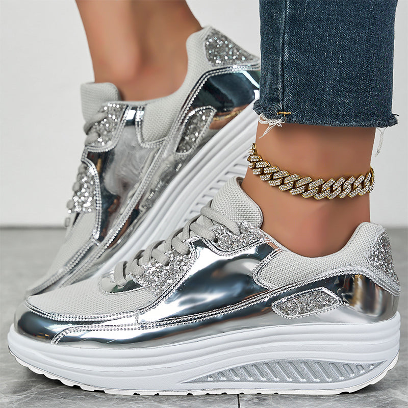 👟Women's Shiny Platform Rocker Sole Sneakers✨
