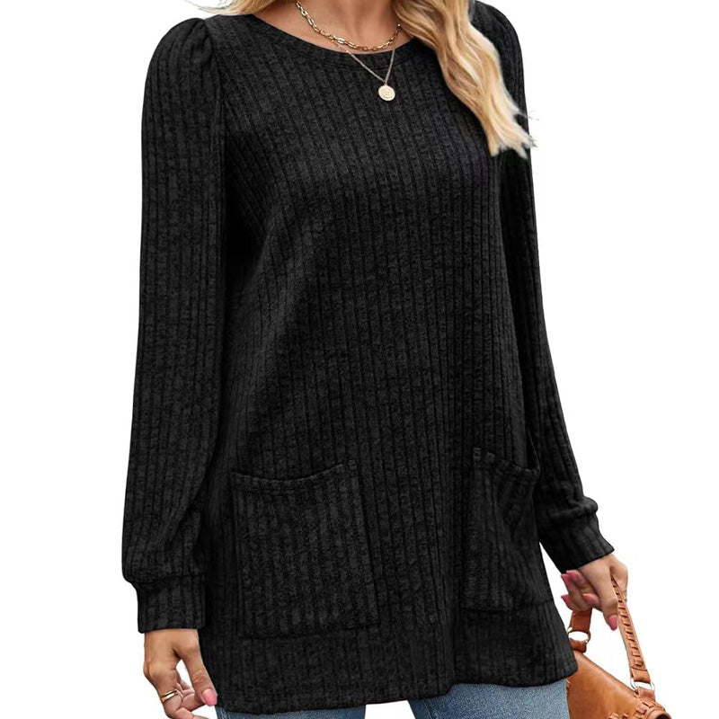 🔥Women's Cozy Mid-Length Ribbed Knit Top
