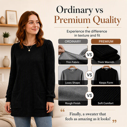 🔥Women's Cozy Mid-Length Ribbed Knit Top