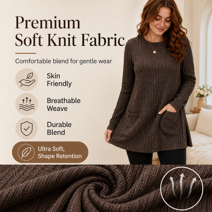 🔥Women's Cozy Mid-Length Ribbed Knit Top