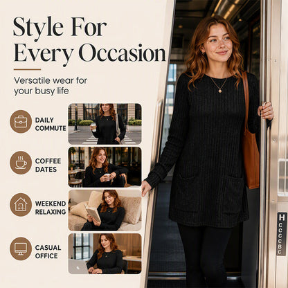 🔥Women's Cozy Mid-Length Ribbed Knit Top