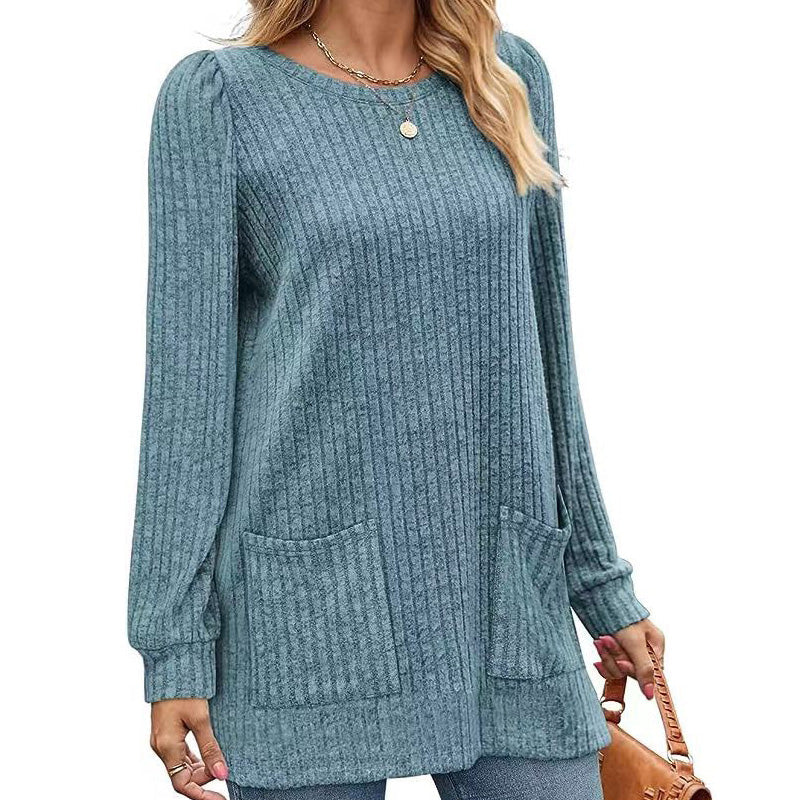 🔥Women's Cozy Mid-Length Ribbed Knit Top