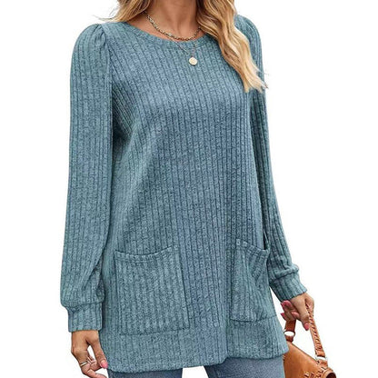 🔥Women's Cozy Mid-Length Ribbed Knit Top
