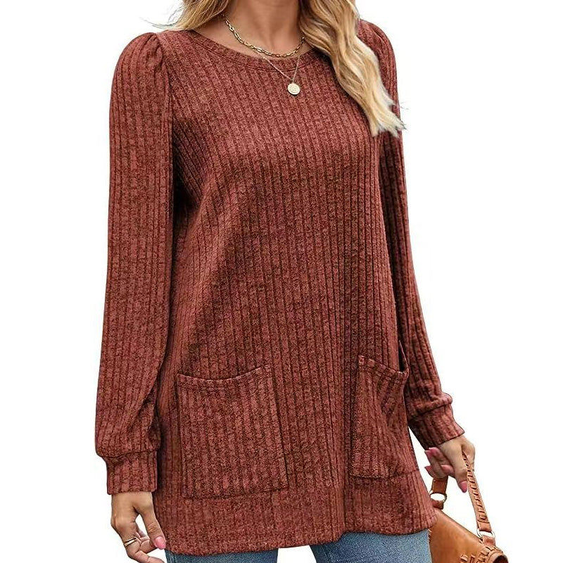 🔥Women's Cozy Mid-Length Ribbed Knit Top