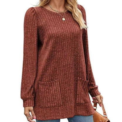🔥Women's Cozy Mid-Length Ribbed Knit Top