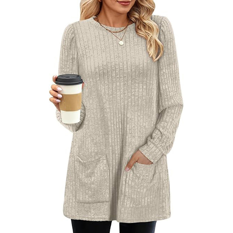 🔥Women's Cozy Mid-Length Ribbed Knit Top