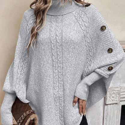💖Women's Elegant High-Neck Asymmetrical Hem Cape Sweater
