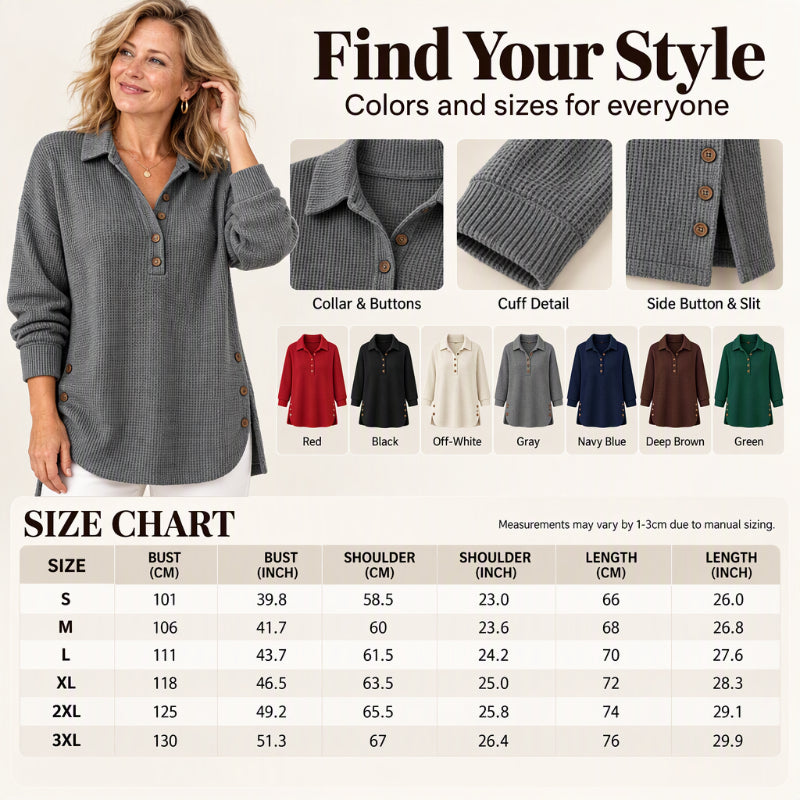 💖 Women's Waffle Knit Long Sleeve Top