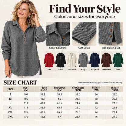 💖 Women's Waffle Knit Long Sleeve Top