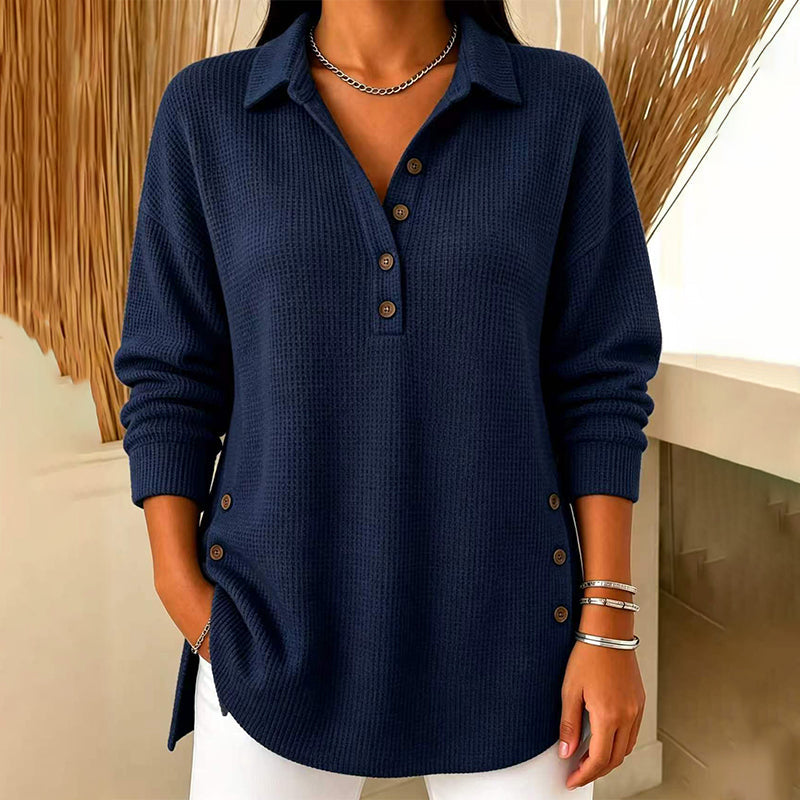 💖 Women's Waffle Knit Long Sleeve Top