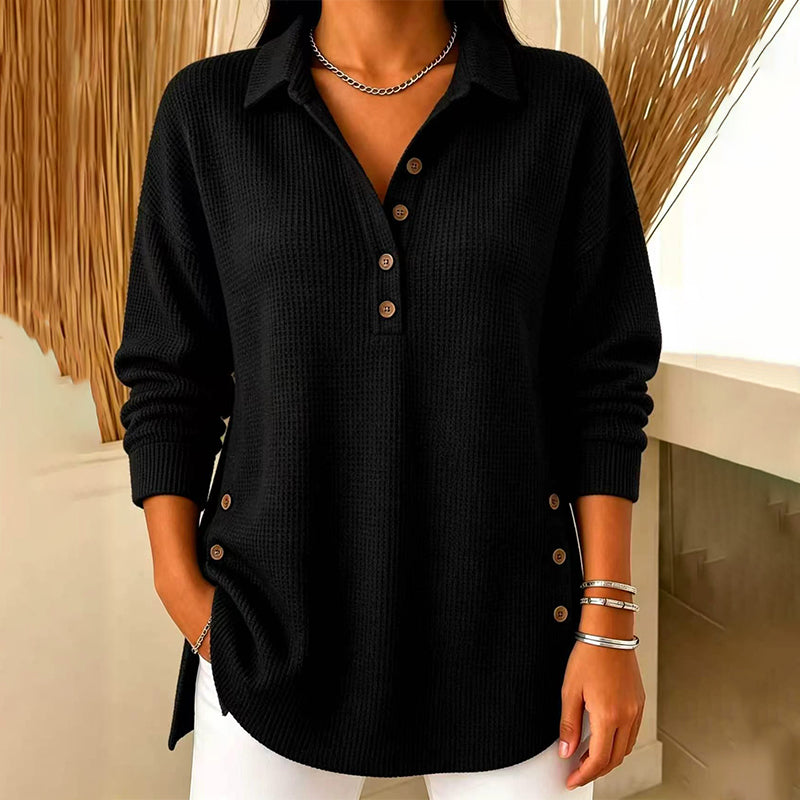 💖 Women's Waffle Knit Long Sleeve Top