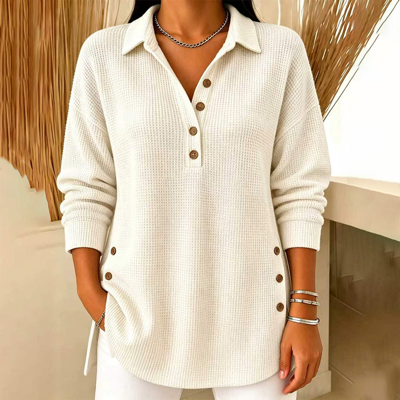 💖 Women's Waffle Knit Long Sleeve Top