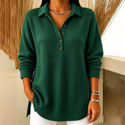 💖 Women's Waffle Knit Long Sleeve Top