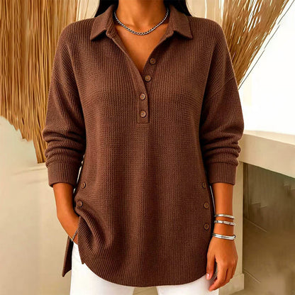 💖 Women's Waffle Knit Long Sleeve Top