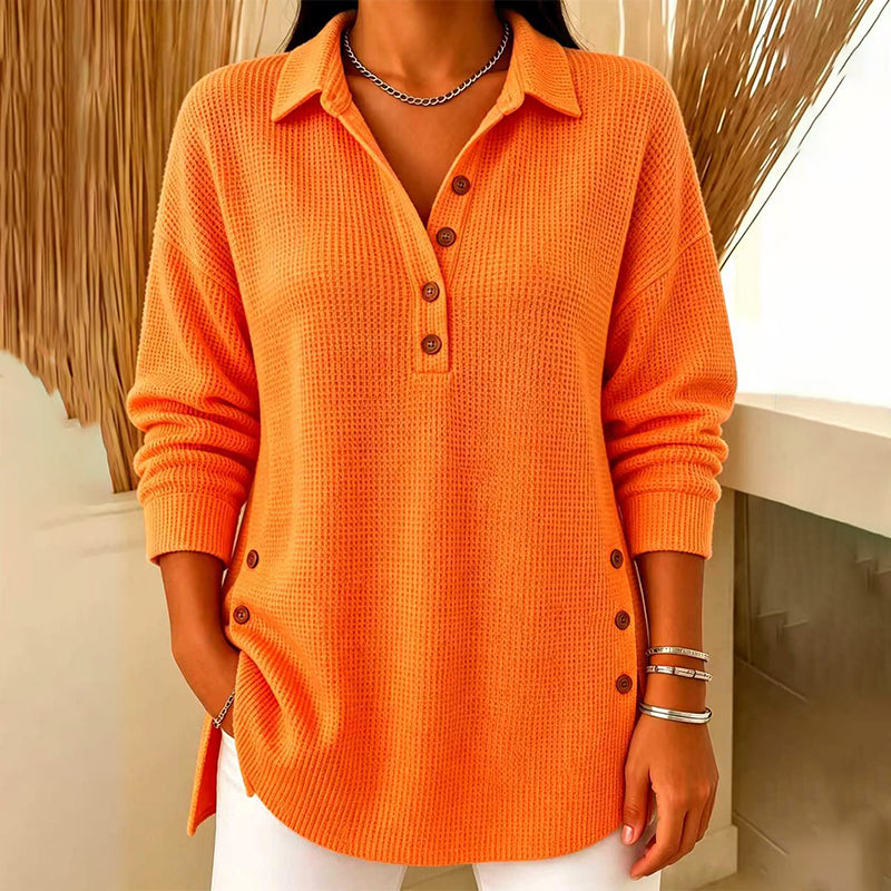 💖 Women's Waffle Knit Long Sleeve Top