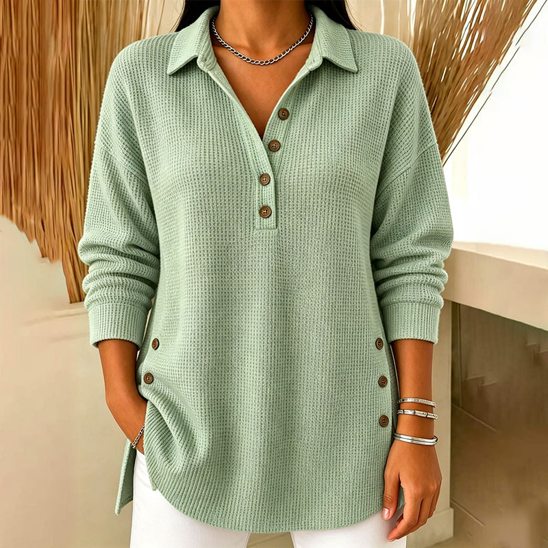 💖 Women's Waffle Knit Long Sleeve Top