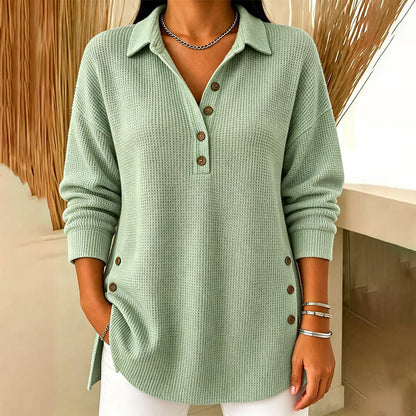 💖 Women's Waffle Knit Long Sleeve Top