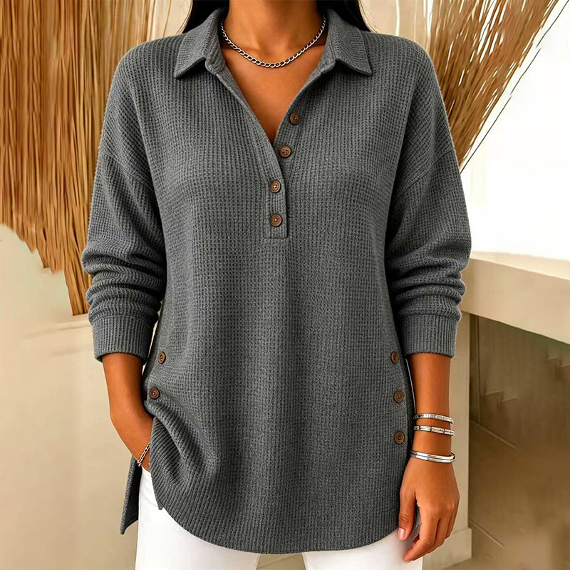 💖 Women's Waffle Knit Long Sleeve Top