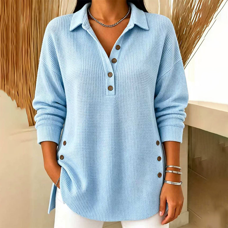 💖 Women's Waffle Knit Long Sleeve Top
