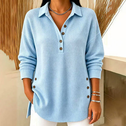 💖 Women's Waffle Knit Long Sleeve Top