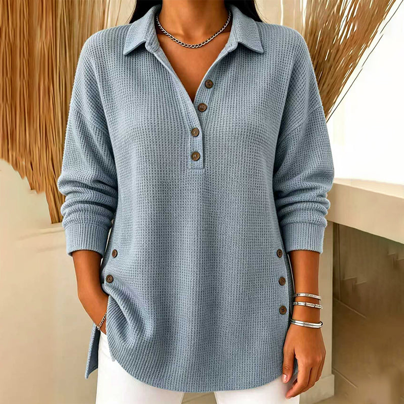 💖 Women's Waffle Knit Long Sleeve Top