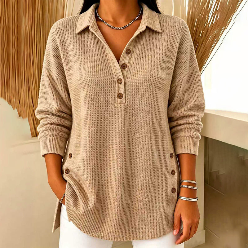 💖 Women's Waffle Knit Long Sleeve Top