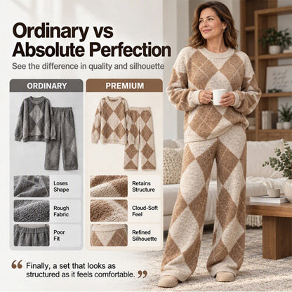 💖Women's Argyle Knit Sweater & Wide-Leg Pants Set