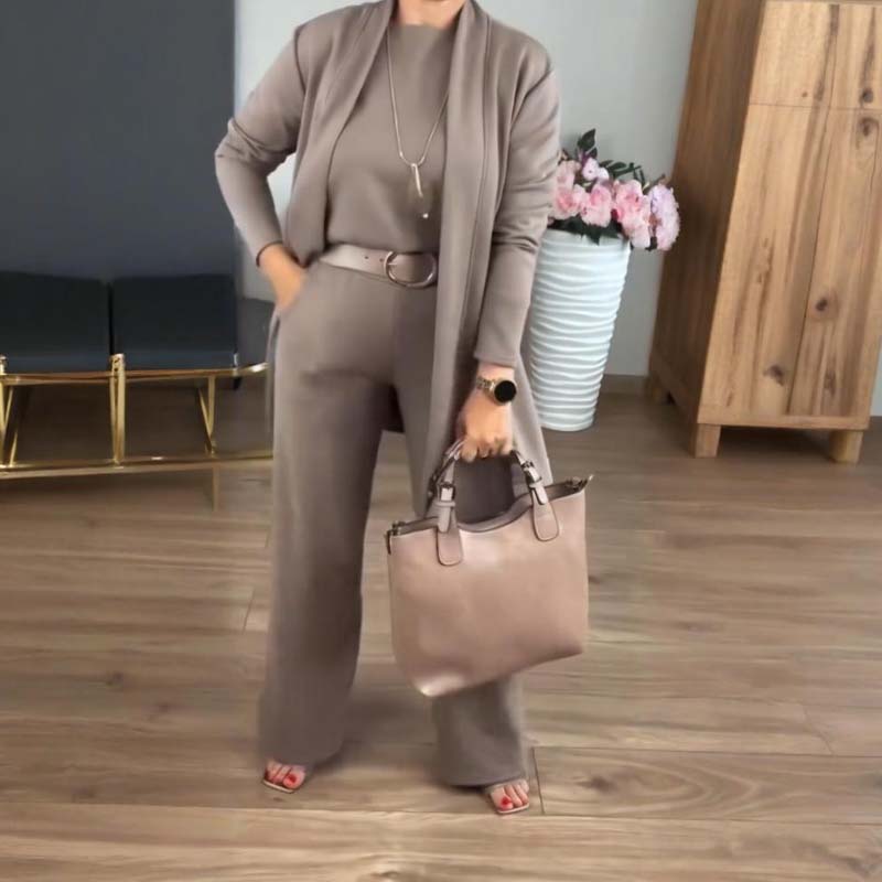 ✨Elegant Longline Cardigan & Top & Pants 3-Piece Set