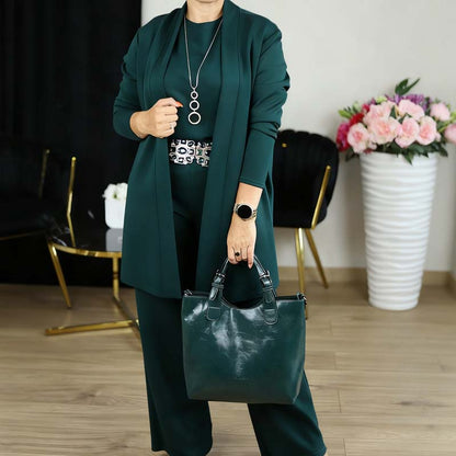 ✨Elegant Longline Cardigan & Top & Pants 3-Piece Set