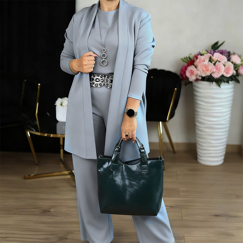 ✨Elegant Longline Cardigan & Top & Pants 3-Piece Set