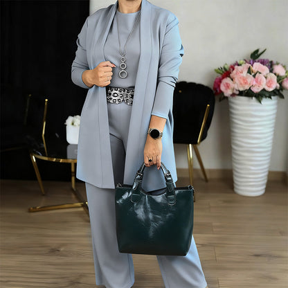 ✨Elegant Longline Cardigan & Top & Pants 3-Piece Set