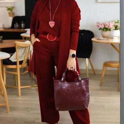 ✨Elegant Longline Cardigan & Top & Pants 3-Piece Set