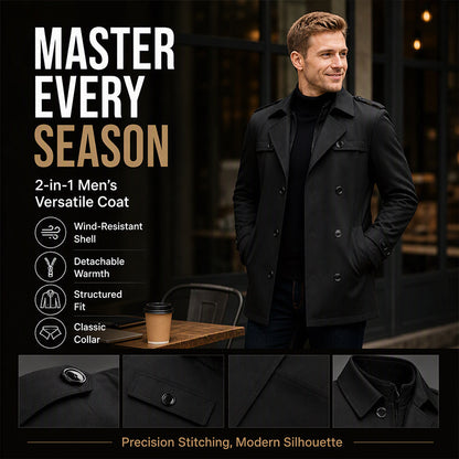 🧥Men's Mid-Length Trench Coat with Detachable Liner
