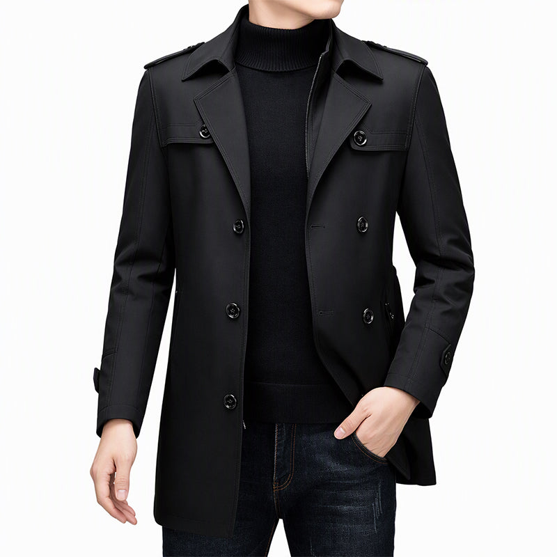🧥Men's Mid-Length Trench Coat with Detachable Liner