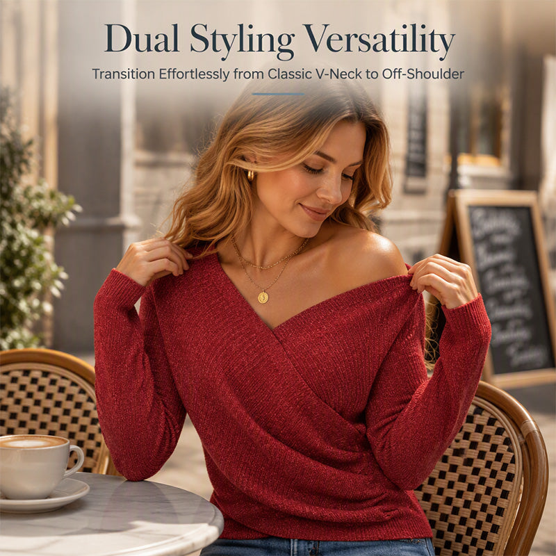✨Women's Crossover V-Neck Knit Sweater