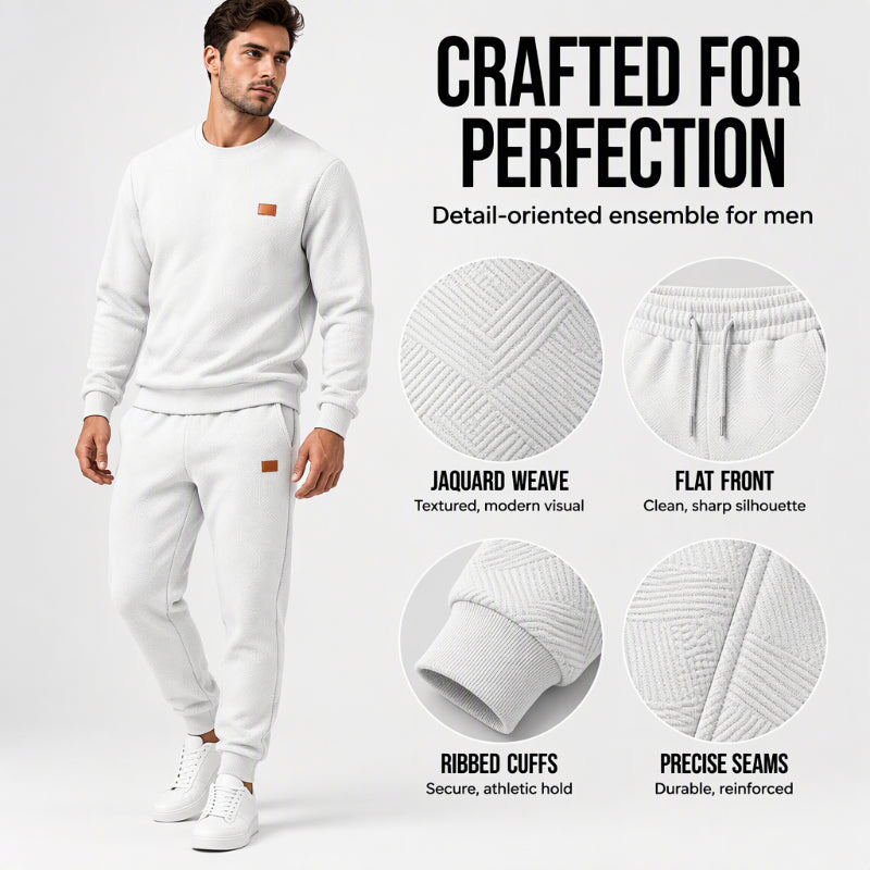 ✨Men's Casual Textured Jacquard Sports Set