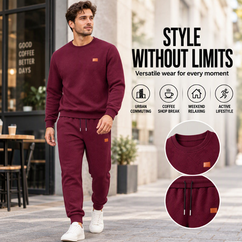 ✨Men's Casual Textured Jacquard Sports Set