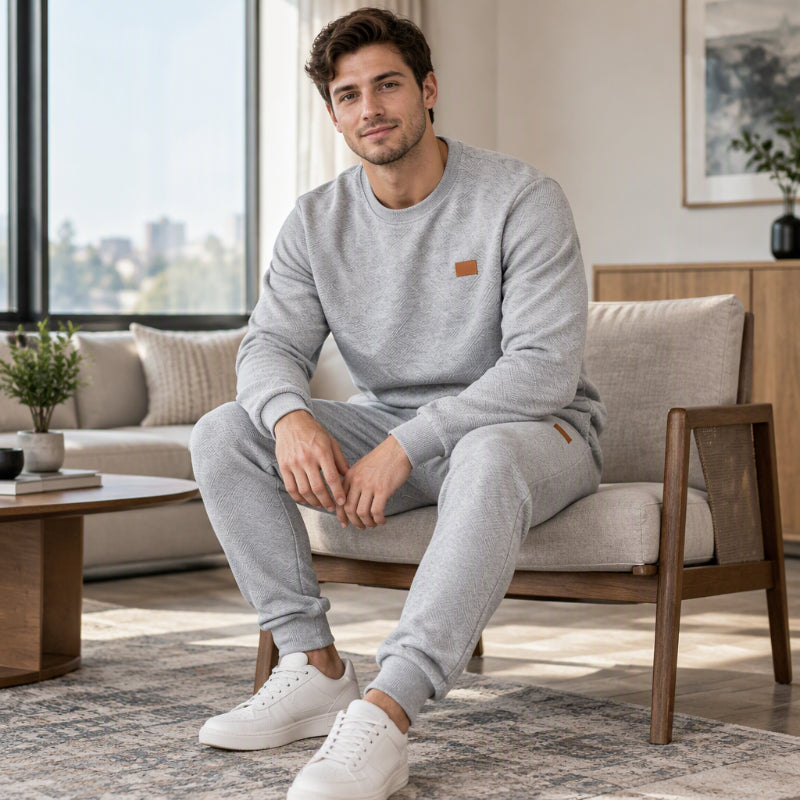 ✨Men's Casual Textured Jacquard Sports Set