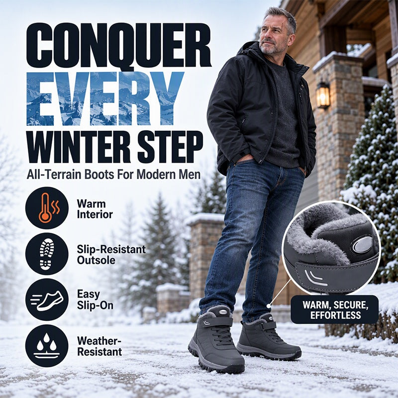 🔥Men's Winter Plush-Lined Snow Boots❄️Warm, Cosy & Ready for Winter!