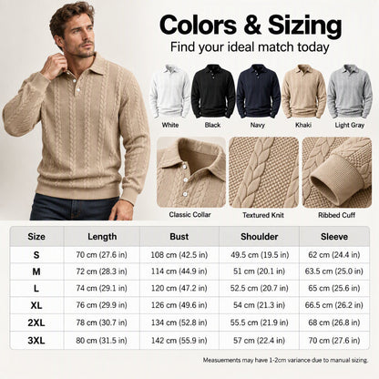 ✨Men's Casual Jacquard Cable Texture Top